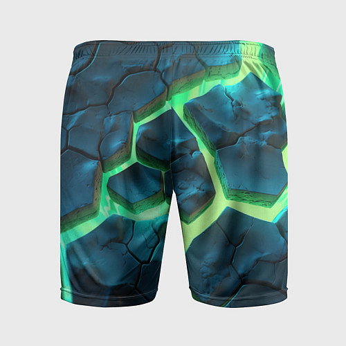 Мужские спортивные шорты Ювентус разлом зеленых плит / 3D-принт – фото 2