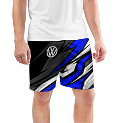 Шорты спортивные мужские Volkswagen - Синяя абстракция, цвет: 3D-принт — фото 2