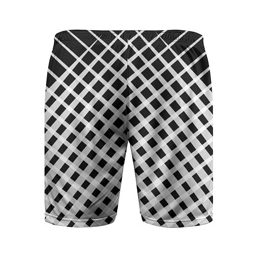Мужские спортивные шорты Черно-белые ромбы и клетки / 3D-принт – фото 2