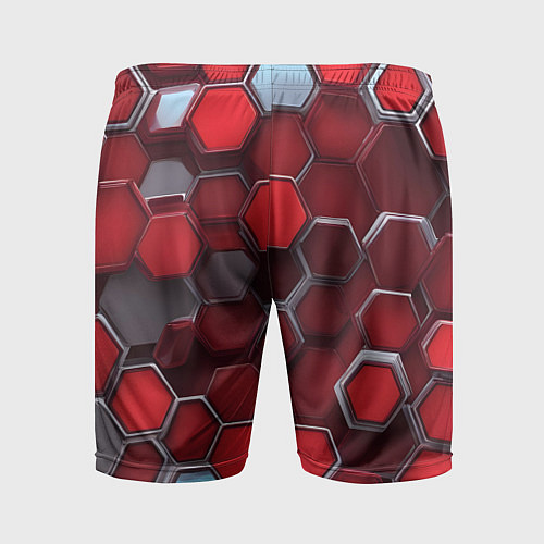 Мужские спортивные шорты Cyber hexagon red / 3D-принт – фото 2