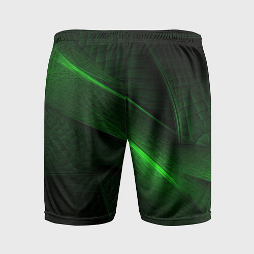 Мужские спортивные шорты Green neon lines / 3D-принт – фото 2