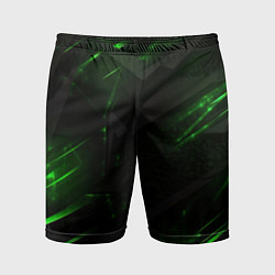 Шорты спортивные мужские Dark black green abstract, цвет: 3D-принт