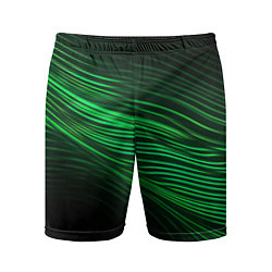 Шорты спортивные мужские Green neon lines, цвет: 3D-принт