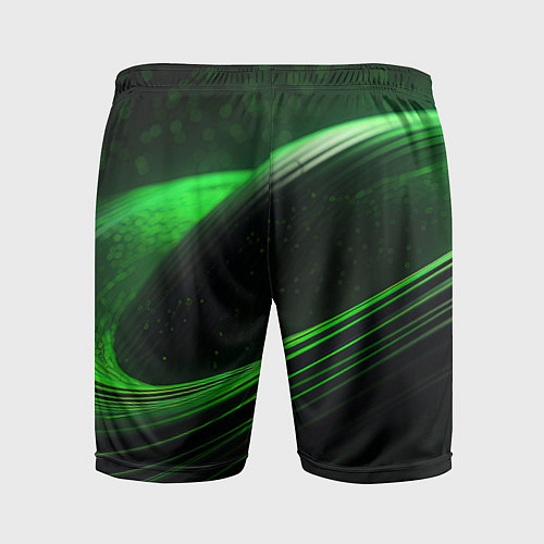 Мужские спортивные шорты Зеленые абстрактные волны / 3D-принт – фото 2