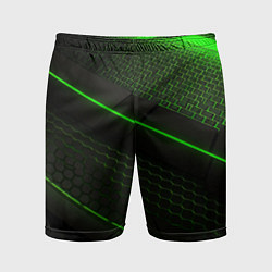 Шорты спортивные мужские Зеленая абстракция со светом, цвет: 3D-принт