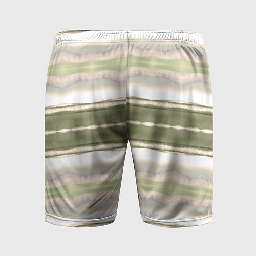 Мужские спортивные шорты Тай дай полосы в оливковых тонах / 3D-принт – фото 2