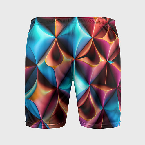 Мужские спортивные шорты Разноцветные объёмные ромбы узор / 3D-принт – фото 2