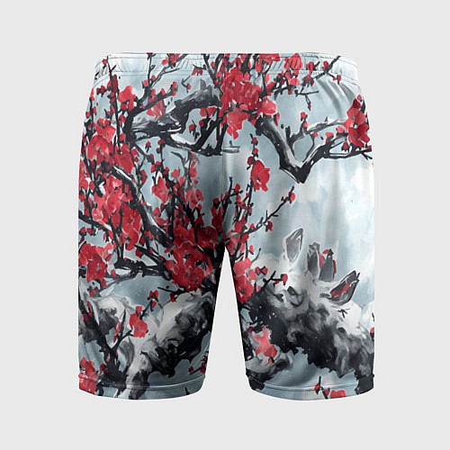 Мужские спортивные шорты Лепестки цветущей вишни - сакура / 3D-принт – фото 2