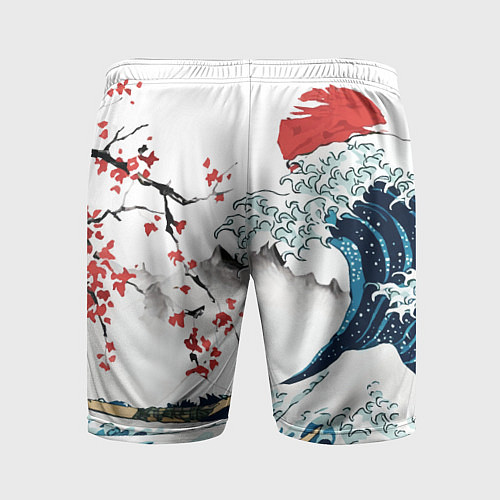 Мужские спортивные шорты Хокусай большая волна в Канагаве - пародия укиё / 3D-принт – фото 2