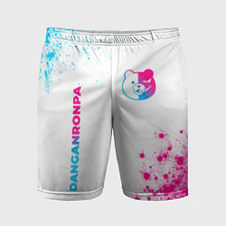 Мужские спортивные шорты Danganronpa neon gradient style: надпись, символ