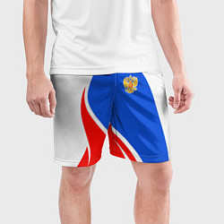 Шорты спортивные мужские Герб РФ - white sport, цвет: 3D-принт — фото 2