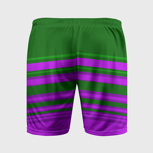 Мужские спортивные шорты Зелено-фиолетовый узор в полоску / 3D-принт – фото 2