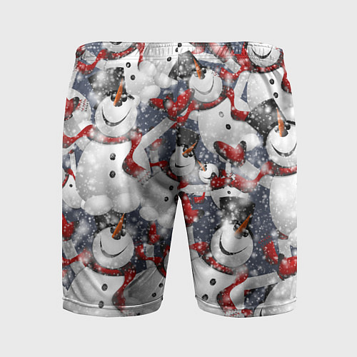 Мужские спортивные шорты Зимний паттерн со снеговиками / 3D-принт – фото 2