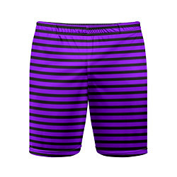 Шорты спортивные мужские Фиолетовый в чёрную полоску, цвет: 3D-принт
