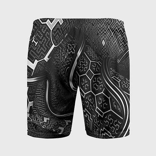 Мужские спортивные шорты Чёрно-белая орнамент / 3D-принт – фото 2