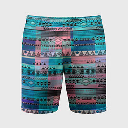 Мужские спортивные шорты Голубой с разноцветными вставками этнический орнам