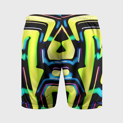 Мужские спортивные шорты Mirror abstract composition - неон / 3D-принт – фото 2