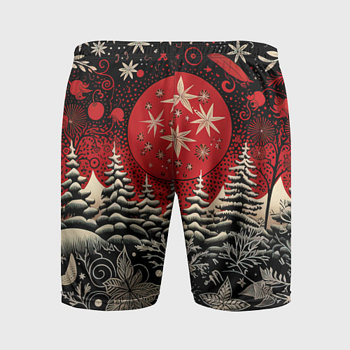 Мужские спортивные шорты Новогодний лес / 3D-принт – фото 2