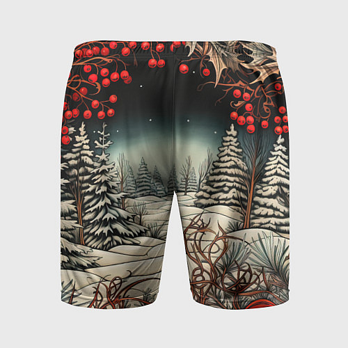 Мужские спортивные шорты Новый год природа / 3D-принт – фото 2