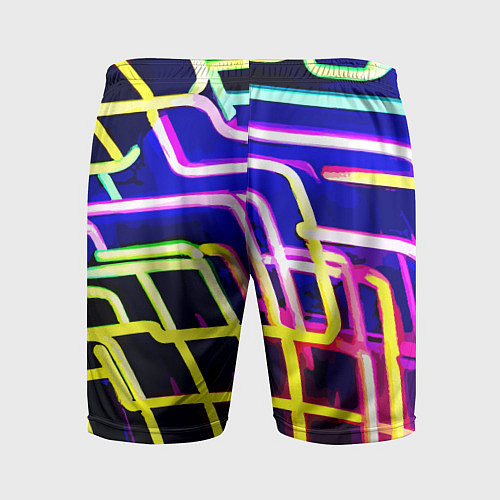 Мужские спортивные шорты Авангардный неоновый паттерн / 3D-принт – фото 2