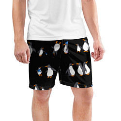 Шорты спортивные мужские Веселая семья пингвинов, цвет: 3D-принт — фото 2