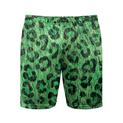Шорты спортивные мужские Зелёный леопард паттерн, цвет: 3D-принт