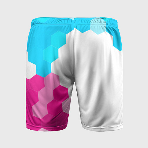 Мужские спортивные шорты SsangYong neon gradient style по-вертикали / 3D-принт – фото 2