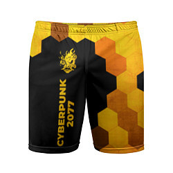 Мужские спортивные шорты Cyberpunk 2077 - gold gradient по-вертикали