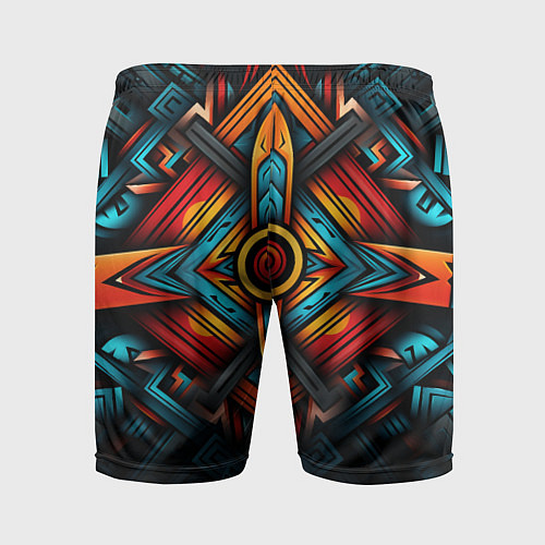 Мужские спортивные шорты Симметричный геометрический узор в этническом стил / 3D-принт – фото 2