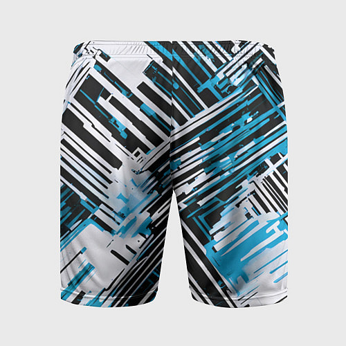 Мужские спортивные шорты Киберпанк линии белые и синие / 3D-принт – фото 2