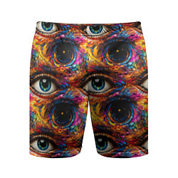 Шорты спортивные мужские Глаза рисунок паттерн, цвет: 3D-принт