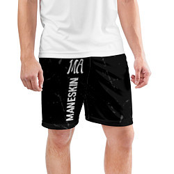 Шорты спортивные мужские Maneskin glitch на темном фоне по-вертикали, цвет: 3D-принт — фото 2