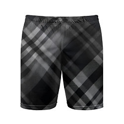 Мужские спортивные шорты Черно-белая диагональная клетка в шотландском стил