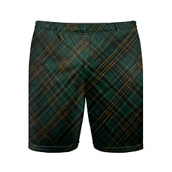 Мужские спортивные шорты Тёмно-зелёная диагональная клетка в шотландском ст