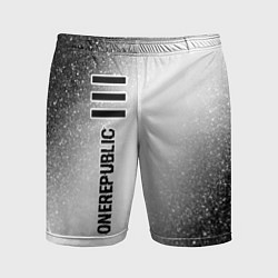 Мужские спортивные шорты OneRepublic glitch на светлом фоне по-вертикали