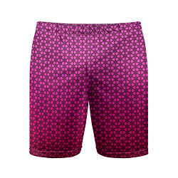 Шорты спортивные мужские Градиент розовый с рисунком, цвет: 3D-принт