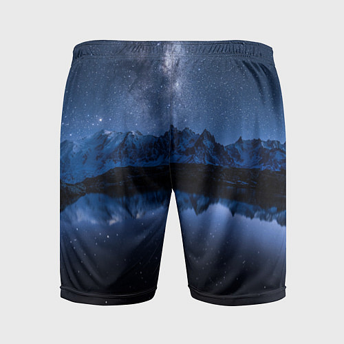 Мужские спортивные шорты Галактическая зимняя ночь в горах / 3D-принт – фото 2