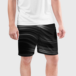 Шорты спортивные мужские Черно белый волнистый абстрактный узор, цвет: 3D-принт — фото 2