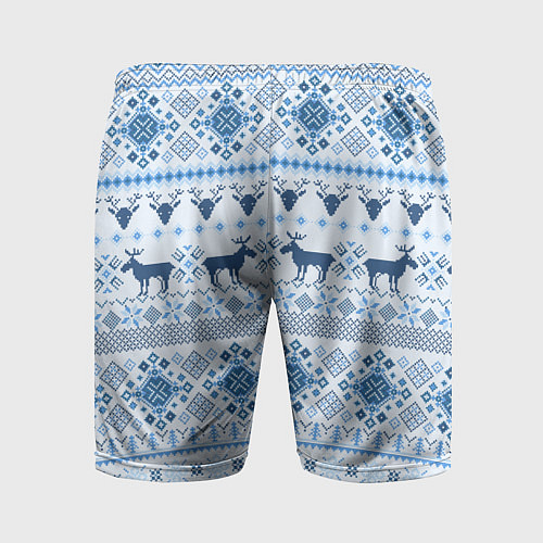 Мужские спортивные шорты Blue sweater with reindeer / 3D-принт – фото 2