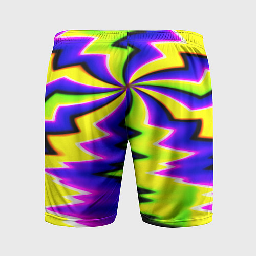 Мужские спортивные шорты Неоновая фрактальная абстракция / 3D-принт – фото 2