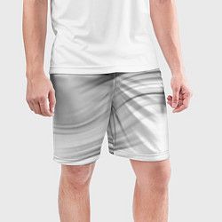 Шорты спортивные мужские Бело-серый абстрактный узор дымчатый, цвет: 3D-принт — фото 2
