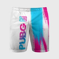 Шорты спортивные мужские PUBG neon gradient style по-вертикали, цвет: 3D-принт
