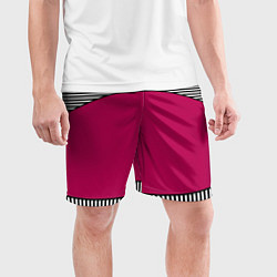 Шорты спортивные мужские Узор из красного и черно-белых полос, цвет: 3D-принт — фото 2