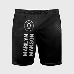 Мужские спортивные шорты Marilyn Manson glitch на темном фоне по-вертикали