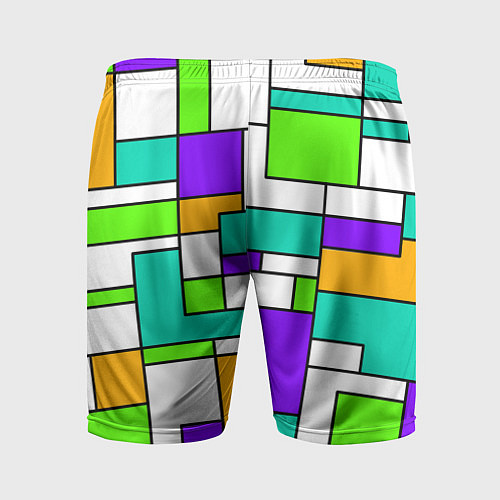 Мужские спортивные шорты Геометрический зелёно-фиолетовый / 3D-принт – фото 2
