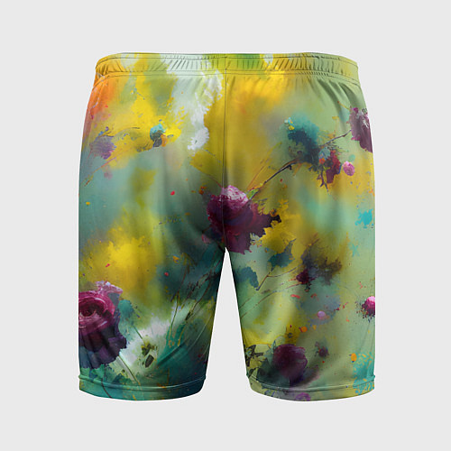 Мужские спортивные шорты Абстрактные розы в пятнах краски / 3D-принт – фото 2