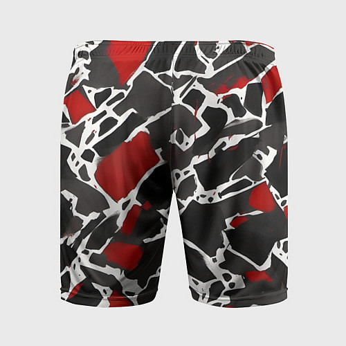 Мужские спортивные шорты Кляксы чёрные и красные / 3D-принт – фото 2