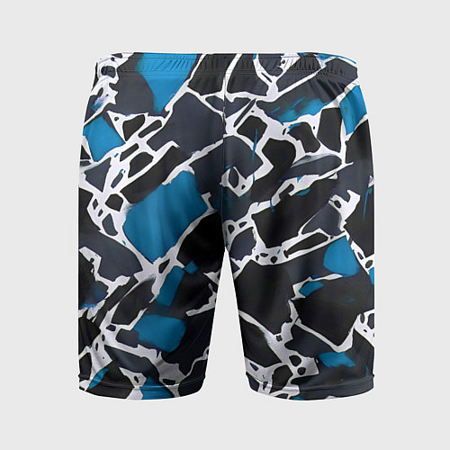 Мужские спортивные шорты Кляксы чёрные и синие / 3D-принт – фото 2