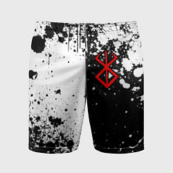 Мужские спортивные шорты Берсерк знак жертвы - черно-белые брызги