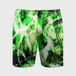 Шорты спортивные мужские Зелёные узоры джунгли, цвет: 3D-принт
